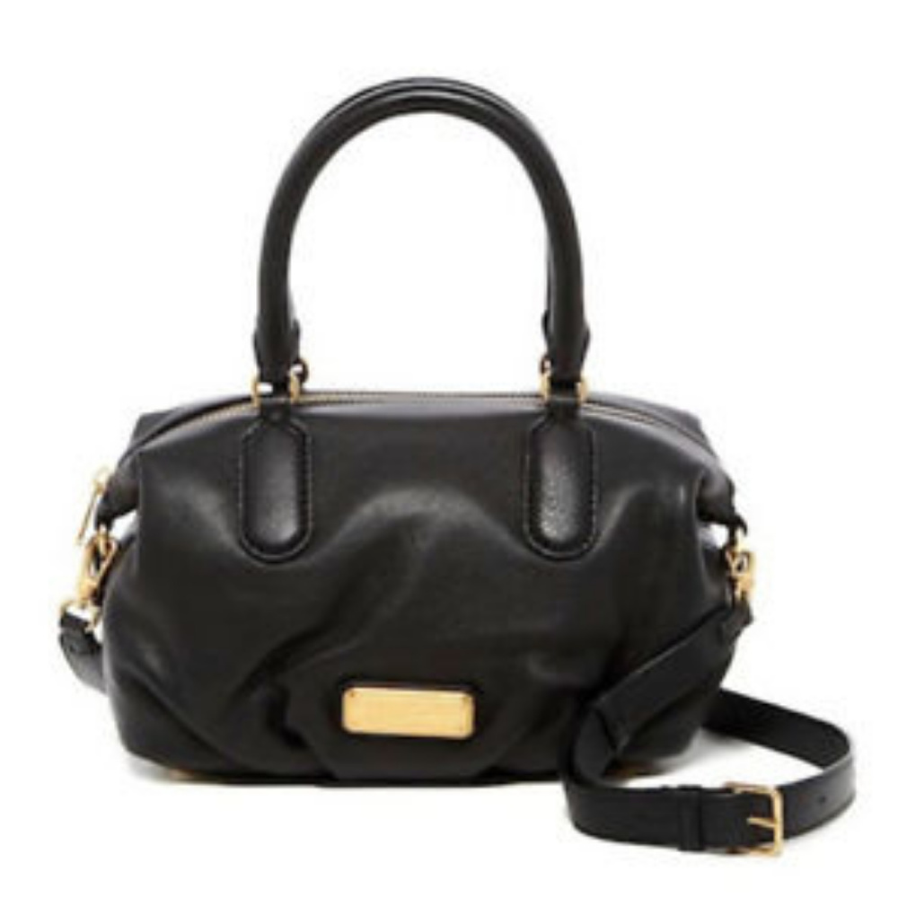 Marc by Marc Jacobs Black Leather Satchel with Gold Hardware